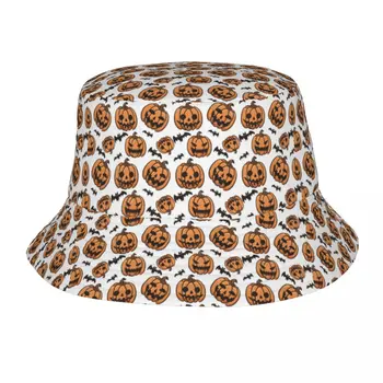 Складная шляпа-ведро для сбора урожая тыквы на Хэллоуин с принтом ужасов для мужчин и женщин, летняя пляжная кепка рыбака от солнца