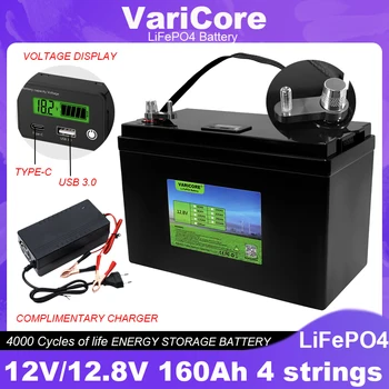 VariCore 12,8 В/12 В 160AH 4s LiFePO4 Аккумулятор USB 3,0 Type-C Выход для Инверторных Аккумуляторов автомобильных Прикуривателей 14,6 В 10A Зарядное Устройство Не Облагается налогом