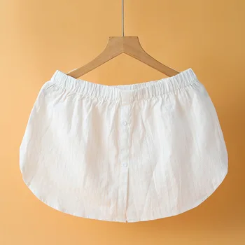Поддельная рубашка с хвостом, Нерегулярная юбка, женская блузка с хвостом, мягкая хлопковая съемная нижняя юбка, белая мини-юбка на пуговицах для девочек