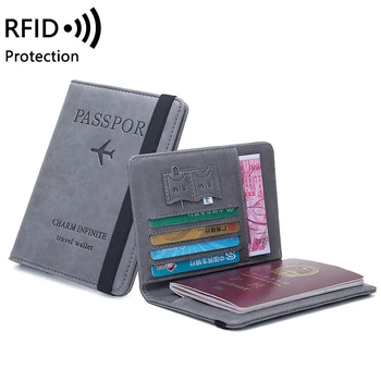 Женские мужские RFID Винтажные деловые обложки для паспорта, держатель, многофункциональное удостоверение личности, банковская карта, чехол-бумажник из искусственной кожи, аксессуары для путешествий