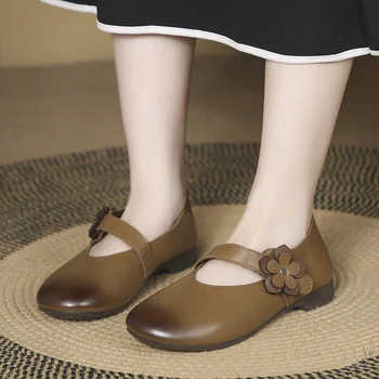 Женская обувь с мелким носком, Большие размеры, весна 2023, Новинка, Удобная плоская подошва с круглым носком