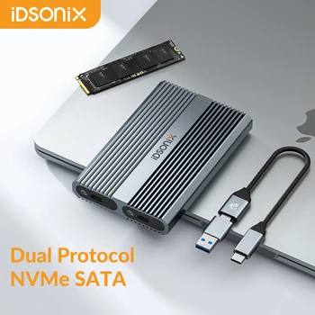 iDsonix Двойной корпус NVMe с двумя отсеками SATA NVMe 2bay SSD Чехол 10 Гбит/с USB3.2 Type C Чехол для внешнего жесткого диска для Портативных ПК Macbook