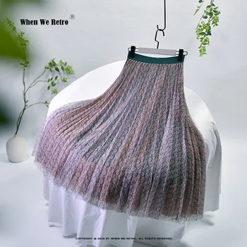 2022, Осенне-зимняя сетчатая юбка с цветочным принтом, три цвета, Многослойная Длинная юбка Миди с высокой талией, Женские Свободные тюлевые юбки RS011