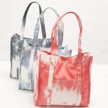 Новая Женская холщовая сумка через плечо, модная сумка через плечо, ретро-сумки большой емкости, градиентные холщовые повседневные сумки-тоут