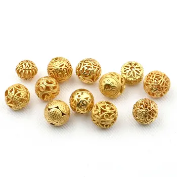 Сохранение золота древний метод переноса золота бусины с выдолбленными бусинами иероглифа Фу, браслет-шарик, нитка с бисером, ювелирные изделия