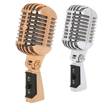 Металлический микрофон Цвета Розового золота Вокальный Динамический Ретро Винтажный микрофон Для микшера Аудио Студийной записи видео Пения