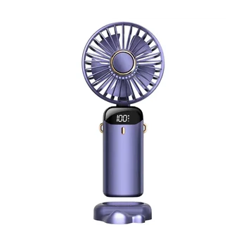 Ручной вентилятор, портативный персональный вентилятор, перезаряжаемый на 5000 мАч, 5 скоростей со светодиодным дисплеем, регулируется на 90 °
