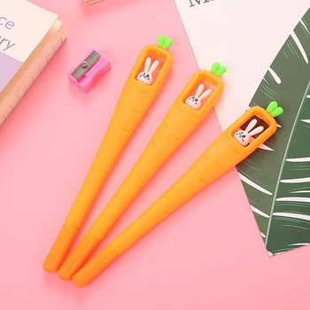 60 шт., Мультяшный кролик, Морковь, Гелевая ручка, креативная студенческая ручка, Милые школьные канцелярские принадлежности, Канцелярские принадлежности на водной основе, Ручка 
