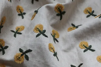 Трехмерная бежевая скатерть ручной работы из хлопка и льна с ромашкой и маленьким желтым цветком, ткань 