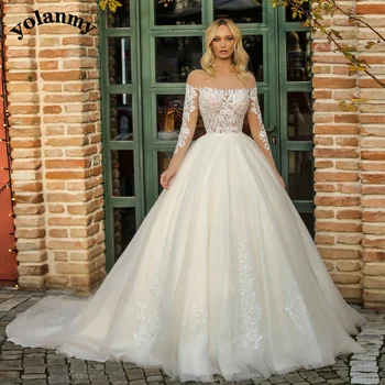YOLANMY 2 Гламурных свадебных платья для свадьбы с аппликацией Vestido De Casamento по индивидуальному заказу