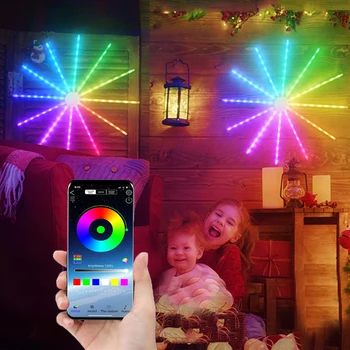 Smart RGB Starburst String Light Bluetooth App Control Фейерверк с подсветкой Рождественская Гирлянда Starburst Light для вечеринки в саду