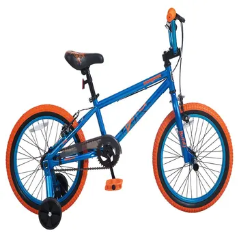 детский велосипед 18 дюймов, односкоростной, синий и оранжевый, амортизация, высокая несущая способность, портативный удобный D