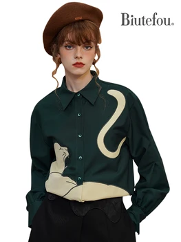 2023 Весенняя женская забавная леопардовая рубашка с ручной росписью
