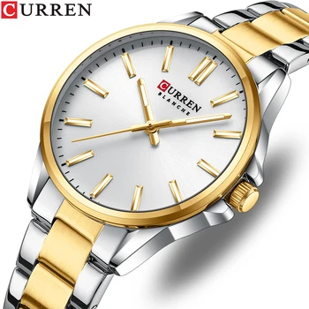 Модные брендовые часы CURREN для женщин, простой повседневный браслет из нержавеющей стали, Кварцевые указатели, наручные часы Со светящимися стрелками