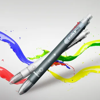 Многоцветная Шариковая ручка 6 в 1 Включает В себя Шариковую ручку 5 цветов и 1 Автоматический карандаш с Верхним Ластиком для Разметки Письма Офисные Школьные принадлежности