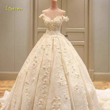 Loverxu Бальное Платье Принцессы Свадебные Платья 2023 Милая С Открытыми Плечами Vestido De Novia Аппликации Цветы Robe De Mariee