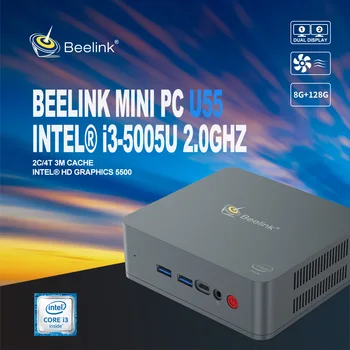 Beelink U55 Мини-ПК Win10 Intel Core I3-5005U 2,4 G + 5,8G Двойной Wifi 8 ГБ DDR3L 128/256 ГБ SSD Мини-компьютер с двумя экранами