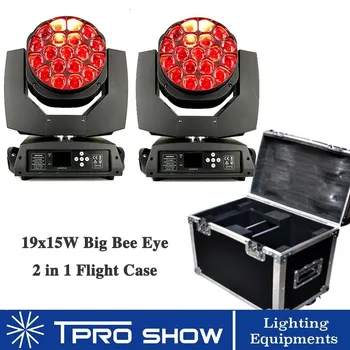 19x15 Вт Big Bee Eye LED Движущаяся головка Lyre Beam Профессиональное Освещение 2 Пиксельных управляющих луча С эффектом Масштабирования Освещение Дискотеки 1 Кейс для переноски