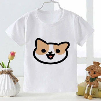 Забавные простые футболки с милой собачкой, детская одежда для мальчиков и девочек с мультяшным принтом, Бесплатная доставка, Летняя повседневная уличная футболка для детей