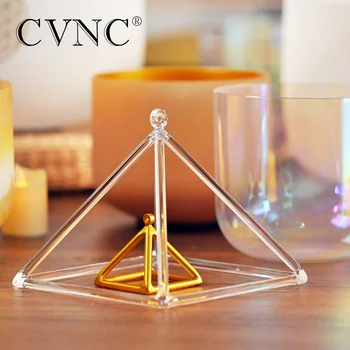 Хрустальная Поющая пирамидка CVNC 7 дюймов, прозрачный кварц для звуковой терапии