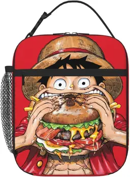 Аниме Луффи Ест Гамбургер, Портативная ручная упаковка, сумка для Бенто, Изолированная сумка для ланча, Многоразовая сумка для ланча на работу, Пикник, Кемпинг