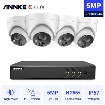 ANNKE 8CH 5MP Lite Система видеонаблюдения 5В1 H.265 + DVR С 4X5MP PIR Детекцией Купольных Водонепроницаемых Камер Безопасности CCTV Kit
