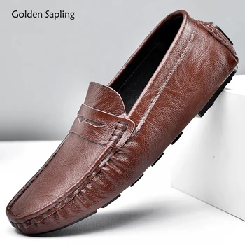 Мужские модельные туфли Golden Sapling; Модные повседневные деловые туфли на плоской подошве; Классические мокасины; Мужские официальные лоферы в стиле ретро; Мужская обувь для отдыха;