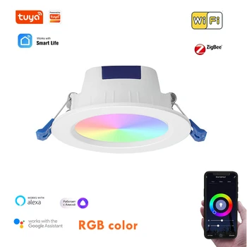 Светодиодный светильник WiFi Tuya Smart Life Затемняющая Точечная Bluetooth лампа RGB Изменение теплого холодного света Работа с Alexa Google Home