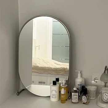 Joylove Современное минималистичное настольное овальное зеркало для макияжа из кованого железа с подсветкой, Роскошное декоративное зеркальное украшение Blogger Homestay