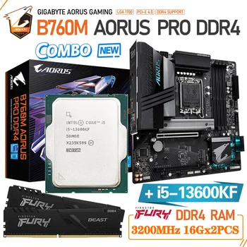 GIGABYTE B760M AORUS PRO DDR4 Новая игровая материнская плата Intel B760 с процессором Core i5 13600KF с оперативной памятью 3200 МГц, Разъемом LGA 1700 128G M.2