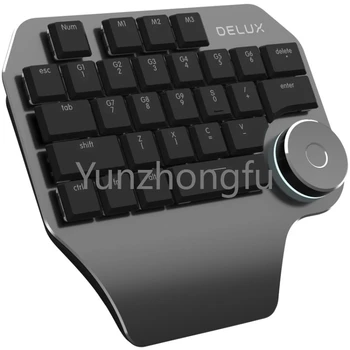 DELUX T11 из алюминиевого сплава, 29 клавиш, сочетание клавиш одной рукой, Речевой инструмент, плоская проводная клавиатура USB