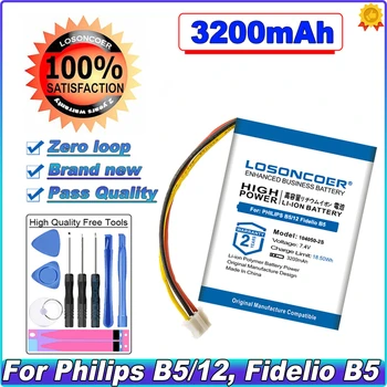 Аккумулятор LOSONCOER 3200 мАч для PHILIPS B5/12 Fidelio B5 E5 E6 104050-2S 2ICP11/41/54 Fidelio HTL9100, аккумулятор Fidelio HTL9300