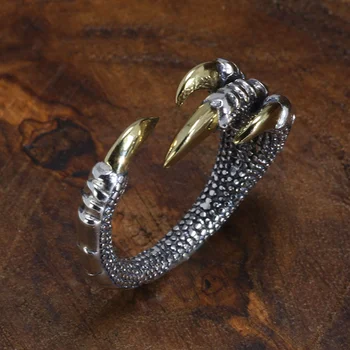 Подлинные кольца из цельного серебра 925 пробы, Винтажные кольца с когтями дракона для мужчин, Регулируемые кольца из стерлингового серебра Anello Uomo, ювелирные изделия