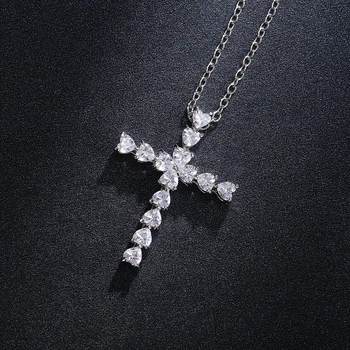 Свадебное ожерелье с крестом Серебряного цвета Huitan, хрустальное сердце, кубический цирконий, стильные женские аксессуары, высококачественные ювелирные изделия