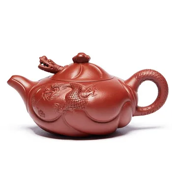 Чайник из Исинской фиолетовой глины Ручной работы с рыбой и драконом, бытовой чайник Gongfu, чайный набор