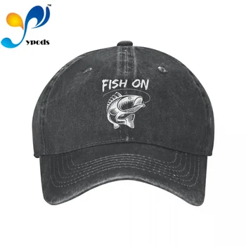 Рыбалка Рыба На Сердитого Окуня Смотрит Влево 2 Джинсовые Бейсболки Snapback Шляпы Осень-Лето Шляпа для Мужчин И Женщин Кепки S Casquette шляпы