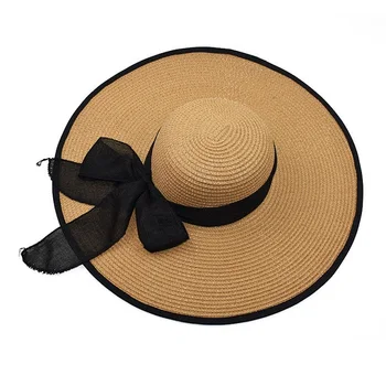 Летняя соломенная шляпа Женская Пляжная шляпа от Солнца с большими широкими полями, Соломенная шляпа с гибким солнцезащитным блоком, шляпа с защитой от ультрафиолета, Богемная кепка