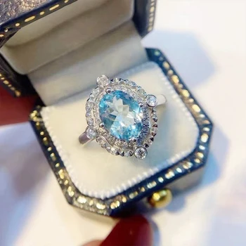 Huitan Романтические кольца с кубическим цирконием нежно-голубого цвета, Новый современный дизайн, обручальные кольца для женщин, женские модные аксессуары овальной формы