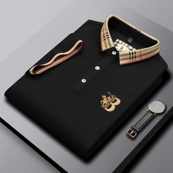 Брендовые мужские рубашки-поло для гольфа с вышивкой и короткими рукавами, высококачественные рубашки и шаровары для лета, роскошная модная мужская одежда для гольфа