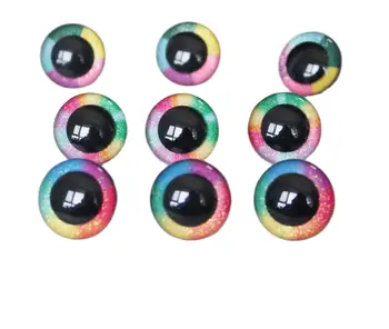 100ШТ новые радужные глаза 14 мм-30 мм блестящие круглые прозрачные игрушечные защитные глаза + шайба Для шерсти diy выводы учеников---R3