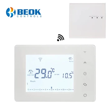 Беспроводной термостат Beok с сенсорным экраном, программируемый регулятор температуры для отопления помещений с газовым котлом и приводом