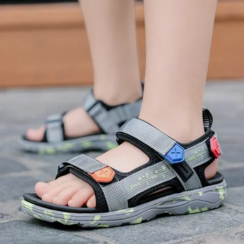 Новые модные пляжные сандалии для мальчиков, детские спортивные дышащие кроссовки, брендовые детские сандалии для детей, теннисные туфли на плоской подошве