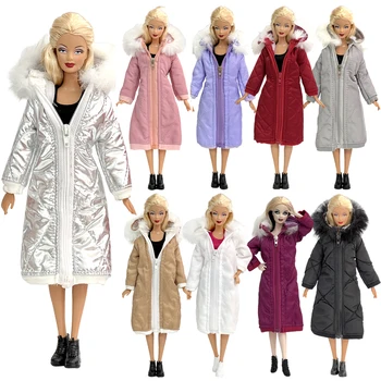 Модное платье с капюшоном, 1 шт., Зимняя куртка, Хлопковое пальто для куклы Барби, Парка, одежда, наряд для куклы 1/6 BJD, Аксессуары для куклы JJ