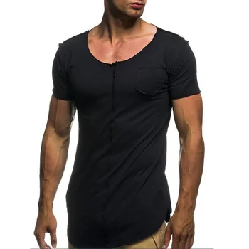 № 2 A1433, летние новые мужские футболки, однотонные, приталенные, трендовые, повседневные, с короткими рукавами, модные