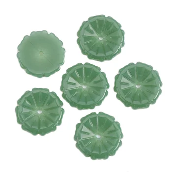 5pcs 23mm Lotus Leaf Shape Green Lampwork Glass Loose Crafts Beads Lot Для изготовления ювелирных изделий DIY