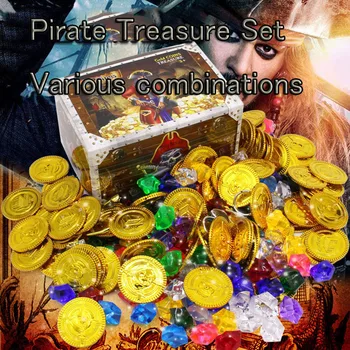 120 шт./компл. Детские Пиратские игрушки с сокровищами, Реквизит для игры в охоту за сокровищами, Пиратские золотые монеты и драгоценные камни, игрушки в 4 комбинациях