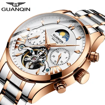 GUANQIN 2019 мужские часы с Автоматическим плаванием, Механические мужские часы, лучший бренд класса люкс, водонепроницаемый Турбийон, стиль relogio masculino