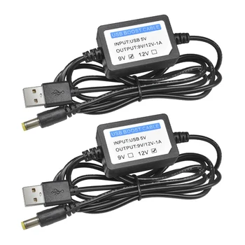 USB-кабель для зарядки и повышения мощности DC от 5 В до 9 В/12 В 1A 2,1x5,5 мм Повышающий преобразователь Адаптер USB-кабель с компонентом Boost