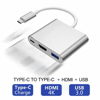 Тип-C USB 3.1 к USB C 4k HDMI USB 3.0 Кабель-адаптер 3 в 1 Концентратор Для Macbook Pro iPad Android Телефон Планшет Ноутбук Surface Pro