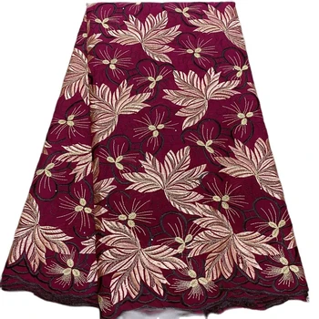 Новая швейцарская вуалевая кружевная ткань, высококачественная хлопчатобумажная кружевная ткань в африканском стиле для женского платья, 5 ярдов